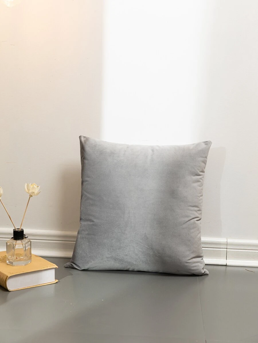 Plain Cushion Cover Without Filler, Simple Throw Pillowcase For Sofa, Home Decor - Grey - View 1