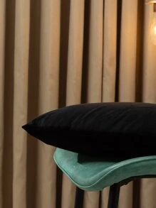 1pc Rectangular Pillow Cover, Minimalist Solid Color Thickened Plush European & American Style, Without Filling - Black - View 4
