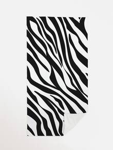 1 Khăn Đi Biển Họa Tiết Ngựa Vằn, Vải Hình Chữ Nhật Du Lịch Đi Biển Cho Bơi, Lặn, Mùa Hè - Đen và trắng - Xem 2