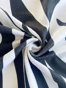 1 Khăn Đi Biển Họa Tiết Ngựa Vằn, Vải Hình Chữ Nhật Du Lịch Đi Biển Cho Bơi, Lặn, Mùa Hè - Đen và trắng - Xem 4