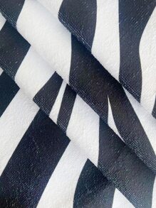 1 Khăn Đi Biển Họa Tiết Ngựa Vằn, Vải Hình Chữ Nhật Du Lịch Đi Biển Cho Bơi, Lặn, Mùa Hè - Đen và trắng - Xem 5