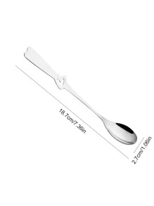 1入組愛心細節不銹鋼銀色情侶咖啡勺適用於禮品