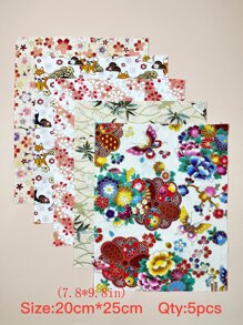 5入組花朵印花DIY面料