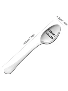 定制祝福訊息不銹鋼晚餐匙,1入組 - 銀色 - 查看 2