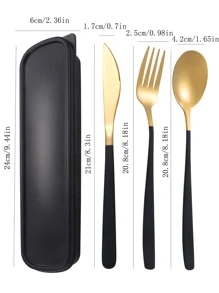 Set de 3 piezas de cubertería de acero inoxidable y 1 caja de almacenamiento, regalo de cocina para Navidad - Multicolor - Ver 2