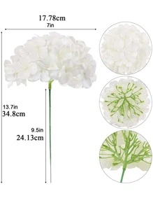 10pcs Artificial Hydrangea, White Fake Flower Bundle For Wedding, Home Decor - White - View 6