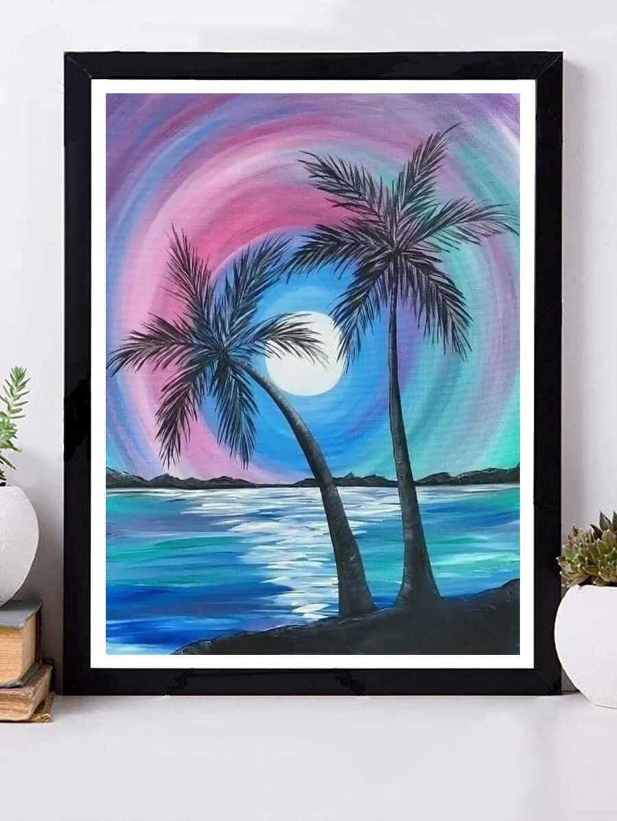 Coconut Tree Pattern DIY Diamond Painting Without Frame - Multicolor - View 1