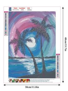 Coconut Tree Pattern DIY Diamond Painting Without Frame - Multicolor - View 2