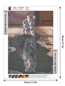 動物圖案DIY鑽石畫不附框架 - 彩色 - 查看 2