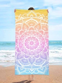 1入組曼陀羅圖案沙灘巾現代織物沙灘巾適用於海灘 - 彩色 - 查看 1