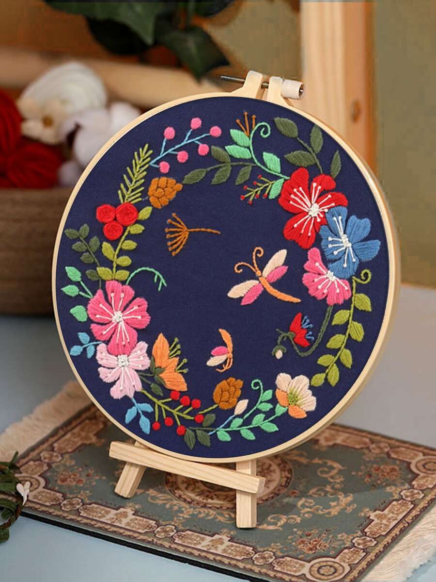 1 set Bordado a mano con patrón floral de color al azar - Multicolor - Ver 1