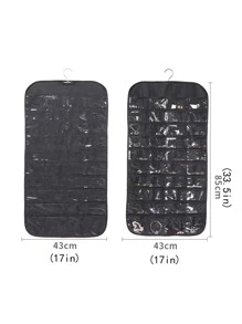 1pc Multi-grid Double-side Hanging Jewelry Storage Bag - Black - View 3