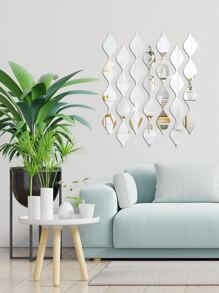 10 件自粘亚克力镜面墙贴，金色、银色和黑色 3 种颜色亚克力镜面装饰可移除水滴墙贴适用于客厅/卧室 DIY 创意家居装饰