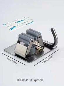 1入組粘性多用途掛鉤壁掛式拖把收納架刷子掃帚掛鉤廚房浴室強力掛鉤 - 銀色 - 查看 8