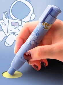 1pc Cartoon Graphic Eraser With 2pcs Replacement Core - Purple - View 2