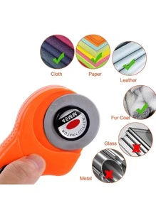 45mm Rotary Cutter With 5 Replacement Blades Lock Rotary Cutter Set Sewing Cutting Tool For Fabric Papers Leather Crafts
