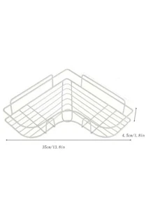 1pc Bathroom Storage Rack, 1pc No-Drill Double Hook, 2pcs No-Drill Double Hooks, For Kitchen, Living Room And Bathroom - White - View 3