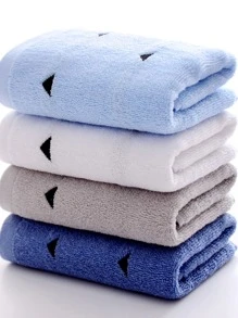 zhenjianliangpin 1 pieza Paño de limpieza facial geométrico con bordado cara tejido de tela absorbente agua para casa - Celeste - Ver 6