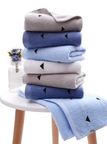 zhenjianliangpin 1 pieza Paño de limpieza facial geométrico con bordado cara tejido de tela absorbente agua para casa - Celeste - Ver 3