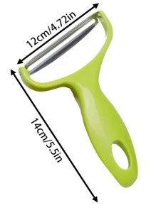 Pelador de verduras, frutas, cuchillo de acero inoxidable, ralladores de col, rebanador de patatas para ensalada, accesorios de cocina, utensilios de cocina de boca ancha - Verde - Ver 2
