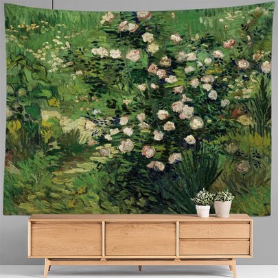 ผ้าทอลายกุหลาบ, ธงตกแต่งห้อง, ของตกแต่งห้อง, ผ้าทอ, ตกแต่งผนัง, ศิลปะผนัง, ของใช้ในห้อง, ธงตกแต่งห้อง, ของตกแต่งบ้าน, ผ้าทอติดผนัง