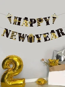 2pcs Gift Box & Slogan Graphic Pull Flag - Multicolor - View 1