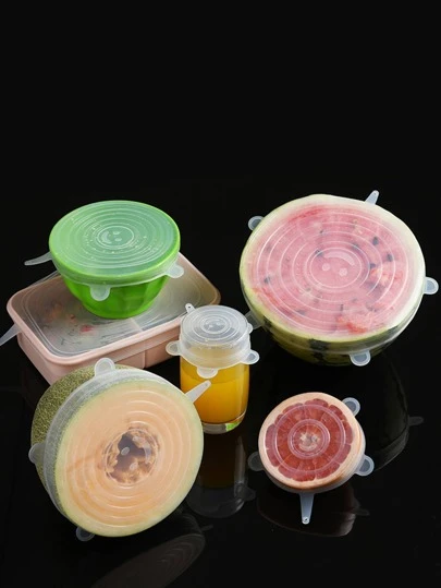 6pcs, Silicone Elastic Cover, Universal Silicone Food Packaging Bowl And Pot Cover, Silicone Cover, Cooking Kitchen Accessories, Washable Home Kitchen Essentials