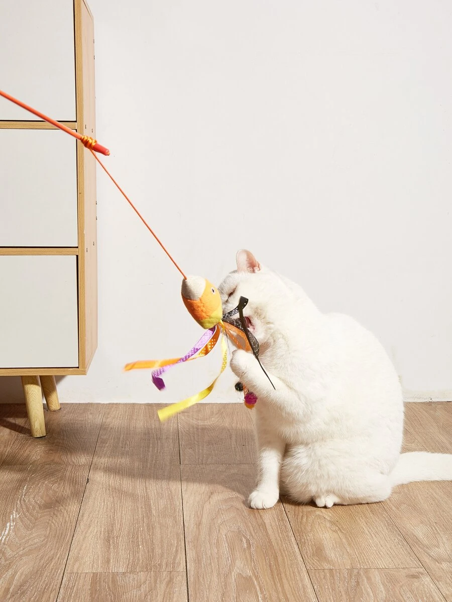 1pc Fish Decor Cat Lover And Cat Mom Love Teaser Stick - Multicolor - View 1