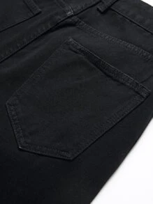 Men Letter Graphic Bermuda Denim Shorts - Black - View 5