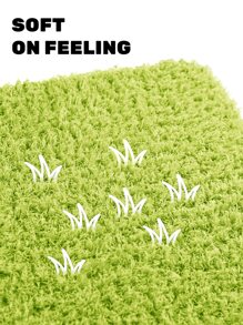 1pc Polyester Bath Rug, Minimalist Green Absorbent Anti-slip Bath Mat For Bathroom - Green - View 6