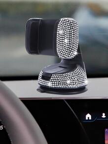 水鑽裝飾吸盤式手機車載支架 - 白色 - 查看 1