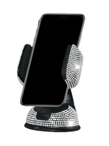 水鑽裝飾吸盤式手機車載支架 - 白色 - 查看 4