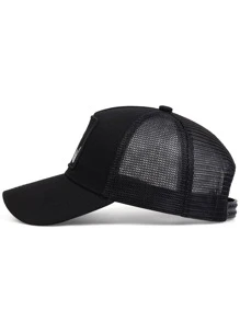 Men Skull Embroidered Baseball Cap Street Halloween Skeleton - Black - View 2