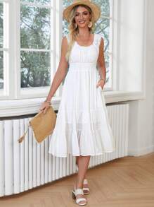 Solid Ruffle Hem Dress