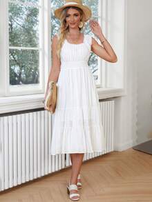 Solid Ruffle Hem Dress