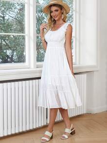 Solid Ruffle Hem Dress