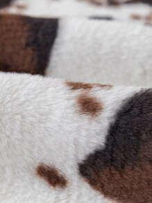 1入組牛圖案沙發巾現代派滌綸扇形飾邊沙發套沙發毯 - 咖啡棕 - 查看 4