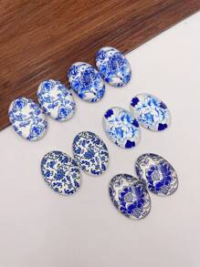 10 st/set porslinsmönster runt glas cabochons för fotohänge smycken - Multifärgad - Visa 1