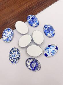 10 st/set porslinsmönster runt glas cabochons för fotohänge smycken - Multifärgad - Visa 2