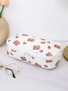 1 pieza Estuche con patrón de oso de dibujos animados - Beis - Ver 2