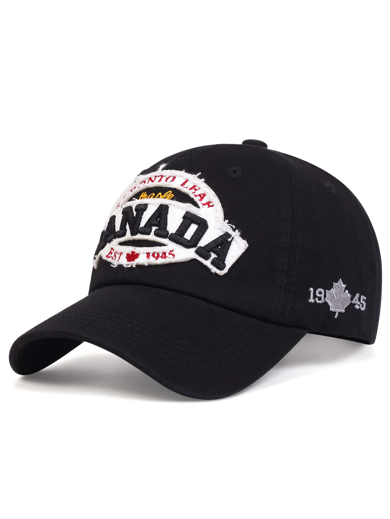 男士字母刺繡棒球帽 - 黑色 - 查看 1