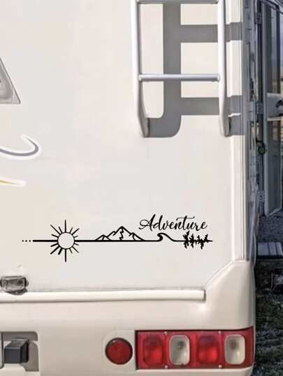 1pc Mountain & Letter Graphic Car Sticker