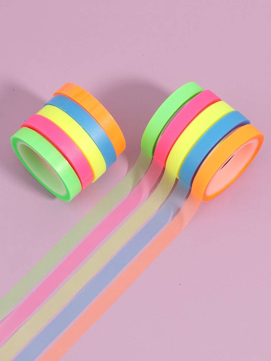 5rolls Mixed Color Adhesive Tape - Pink - View 1