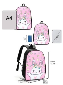 3入組女孩卡通兔圖案背包套裝