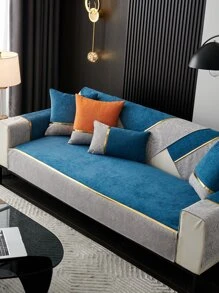 1入組拼色沙灘巾北歐滌綸防滑沙發套毛毯四季皆宜 - 藍色 - 查看 7