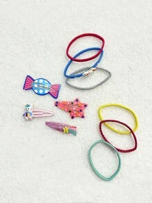 10入組星星和糖果裝飾髮飾套裝