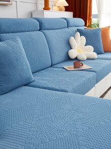 1 Nơ Dạ Nỉ Co Giãn Ghế Sofa Đệm Hiện Đại Polyester Co Giãn Ghế Sofa Đệm Cho Gia Đình - Màu xanh lam - Xem 3