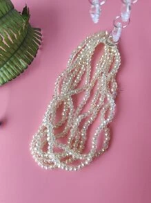 50pcs/set Artificial Crystal DIY Sewing Decoration, Minimalist Transparent Bead DIY Decoration For Clothes - Mustard Yellow - View 1