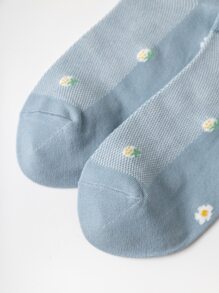 5 pares de calcetines de mujer casuales, de malla, multicolor, con estampado de fresa, transpirables y que absorben la humedad - Multicolor - Ver 2