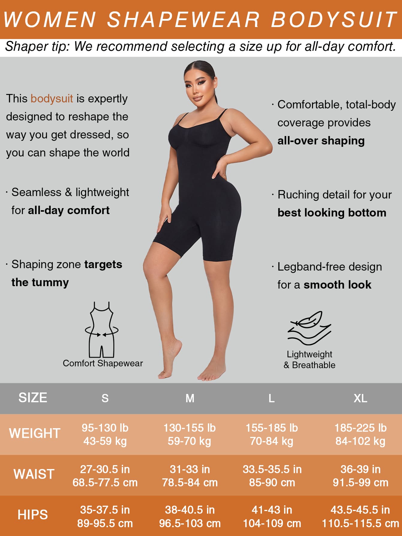 Tummy Control Seamless Butt Lifter Thigh Slimmer Shapewear Bodysuit